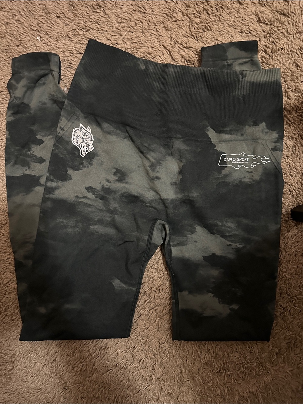 Darc Sport Black Gray Tie-Dye Active Leggings